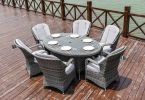 Direct Wicker Patio Wicker 7 Piece Oval Dining Set-Gray - Light Color