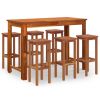 7 Piece Patio Bar Set Solid Wood Acacia - Brown