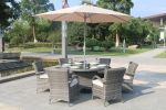 Direct Wicker Outdoor Patio Furniture 7PCS Cast Aluminum Dining Table and Chair - gray