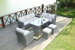 Direct Wicker 7 PCS Outdoor PE Rattan Wicker Sofa Rattan Patio Garden Furniture;  With Wide Cabinet;  Gray - Grey