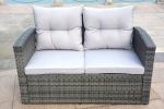 Direct Wicker Outdoor And Garden Patio Sofa Set 6PCS Reconfigurable Stylish And Modern Style With Seat Cushion - Light Brown