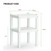 Double outdoor side table;  rectangular patio side table  in HDPE - White