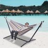 Double Classic Hammock with Stand for 2 Person- Indoor or Outdoor Use-with Carrying Pouch-Powder-coated Steel Frame - Durable 450 Pound Capacity; Brow