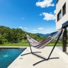 Double Classic Hammock with Stand for 2 Person- Indoor or Outdoor Use-with Carrying Pouch-Powder-coated Steel Frame - Durable 450 Pound Capacity; Brow