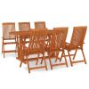 7 Piece Patio Dining Set Solid Wood Eucalyptus - Brown