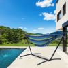 Double Classic Hammock with Stand for 2 Person- Indoor or Outdoor Use-with Carrying Pouch-Powder-coated Steel Frame - Durable 450 Pound Capacity; Blue