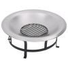 Outdoor Fire Pit with Grill Stainless Steel 29.9" - Black