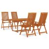 5 Piece Patio Dining Set Solid Wood Eucalyptus - Brown