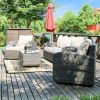 Direct Wicker Aluminum 5-piece Outdoor PE Rattan Wicker Sofa Rattan Patio Garden Furniture ,Gray - Gray Wicker