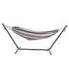 112" Large Size Double Classic Hammock with Stand for 2 Person- Indoor or Outdoor Use-with Carrying Pouch-Powder-coated Steel Frame - Durable 450 Poun