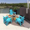 Small Size Adirondack Chair; Fire Pit Chair; Plastic Adirondack Chair Weather Resistant; Blue; 1 piece - as Pic