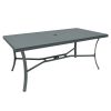 70inch Outdoor Patio Dining Table with Umbrella Hole; 6 Person Metal Square Table for Garden; Backyard and Porch - pic