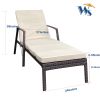 Outdoor Patio Lounge Chairs Rattan Wicker Patio Chaise Lounges Chair Brown - as Pic