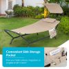 Patio Hanging Chaise Lounge Chair with Canopy Cushion Pillow and Storage Bag - Beige