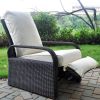 Outdoor Recliner Chair;  Automatic Adjustable Wicker Lounge Recliner Chair with 5.12'' Thicken Cushion - Cream - Gray Wicker