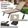 6-Position Adjustable Fabric Outdoor Patio Recliner Chair - Brown