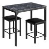 Small Space Kitchen Bar Furniture 3 Pieces Dining Table Set - Black - Bar Table