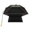 2-in-1 Fire Pit and BBQ with Poker 18.3"x18.3"x14.6" Steel - Black