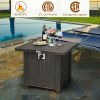 30 Inch 50000 BTU Square Propane Gas Fire Pit Table with Table Cover - Bronze