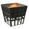 2-in-1 Fire Pit and BBQ 13.4"x13.4"x18.9" Steel - Black