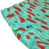 Outdoor Weather-Resistant Quilted Hammock Cushion Pad and Hammock Pillow with Ties - Watermelon and Chevron - Cyan - cotton fiber, polyester