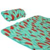 Outdoor Weather-Resistant Quilted Hammock Cushion Pad and Hammock Pillow with Ties - Watermelon and Chevron - Cyan - cotton fiber, polyester