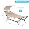 Patio Hanging Chaise Lounge Chair with Canopy Cushion Pillow and Storage Bag - Beige