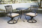 3 Piece Bistro Set, Cast Aluminum Dining Table Patio Glider Chairs Garden Backyard Outdoor Furniture - black gold - 2-person