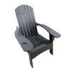 Outdoor or indoor Wood Adirondack chair with an hole to hold umbrella on the arm ; Black - as Pic