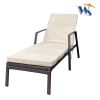 Outdoor Patio Lounge Chairs Rattan Wicker Patio Chaise Lounges Chair Brown - as Pic