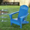 Folding Adirondack Chair;  Fire Pit Chair; Patio Outdoor Chairs All-Weather Proof HDPE Resin for BBQ Beach Deck Garden Lawn Backyard-Navy Blue - Blue