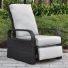 Outdoor Recliner Chair;  Automatic Adjustable Wicker Lounge Recliner Chair with 5.12'' Thicken Cushion - Gray - Brown Wicker