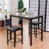 Small Space Kitchen Bar Furniture 3 Pieces Dining Table Set - Brown - Bar Table