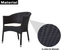 Outdoor Dining Wicker Chairs Patio Garden Furniture with Seat Cushions; Weave Rattan Armchair 1 PC (Black)  - KM0305-1-BLACK