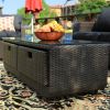 Direct Wicker Aluminum 5-piece Outdoor PE Rattan Wicker Sofa Rattan Patio Garden Furniture ,Gray - Black Wicker