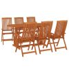 7 Piece Patio Dining Set Solid Wood Eucalyptus - Brown