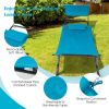 Patio Hanging Chaise Lounge Chair with Canopy Cushion Pillow and Storage Bag - Navy