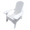 Outdoor or indoor Wood Adirondack chair with an hole to hold umbrella on the arm ; white - as Pic