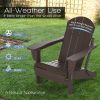 Folding Adirondack Chair;  Fire Pit Chair; Patio Outdoor Chairs All-Weather Proof HDPE Resin for BBQ Beach Deck Garden Lawn Backyard-Navy Blue - Brown