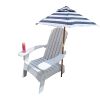 Outdoor or indoor Wood Adirondack chair with an hole to hold umbrella on the arm ; white - as Pic