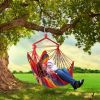 Hammock Hanging Chair Canvas Porch Patio Swing Seat Portable Camping Rope Seat - Red