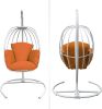 Indoor Outdoor Hanging Egg Swing Chair with Cushion and C Stand;  Egg Shaped Hanging Swing Chair;  Egg-Shaped Hammock Swing Chair Single Seat - Orange