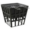 2-in-1 Fire Pit and BBQ 13.4"x13.4"x18.9" Steel - Black