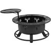 32" Round Black Finish Iron Fire Pit - 32"