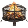 Rustic Fire Pit with Poker 26.6" XXL Steel - Black