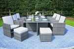 Direct Wicker 11-Piece Outdoor PE Rattan Wicker Patio Dining Table Set Garden Outdoor Patio Furniture Set - gray