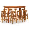 9 Piece Patio Bar Set Solid Wood Acacia - Brown