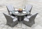 Direct Wicker Marianna Patio Wicker 5 Piece Round Dining Set - Gray