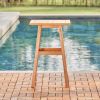 Olina Honey Fish Bone Eucalyptus Wooden Outdoor Side Table - as Pic