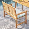 Waimea Honey Slatted Eucalyptus Wood Garden Bench with Cushion - as Pic